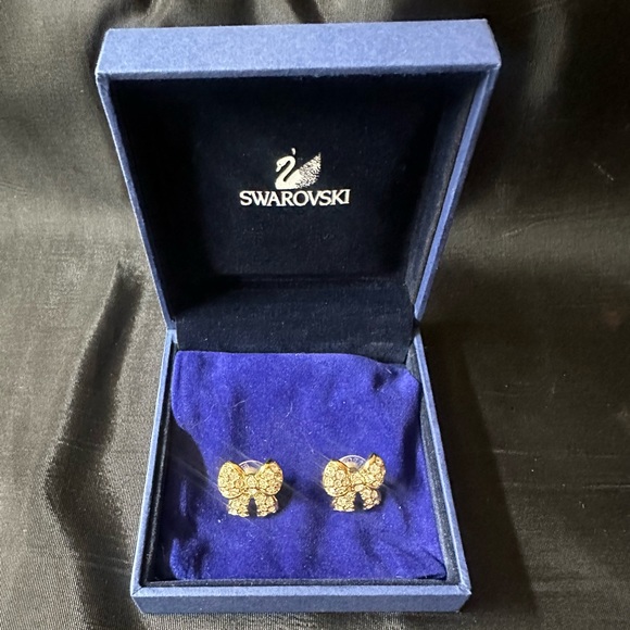 Swarovski Crystal Bow Earrings NEW - Picture 1 of 10